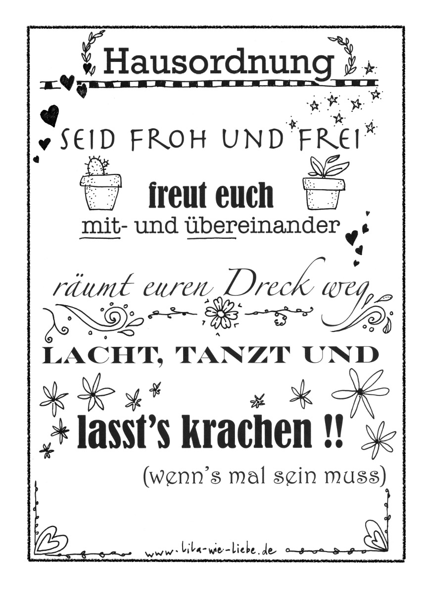 Hausordnung - free printable - Lila wie Liebe