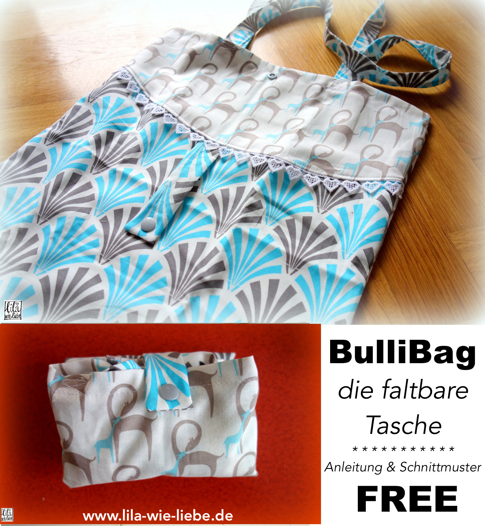 BulliBag - Freebook: eine faltbare Einkaufstasche nähen - Lila wie