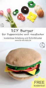 DIY Burger Kinderspielzeug für Kaufladen und Puppenküche selbst nähen