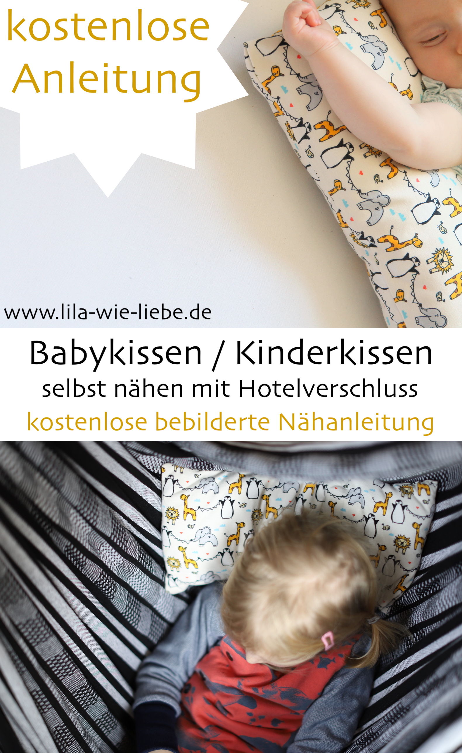 Babykissen nähen - kostenlose Anleitung - Lila wie Liebe
