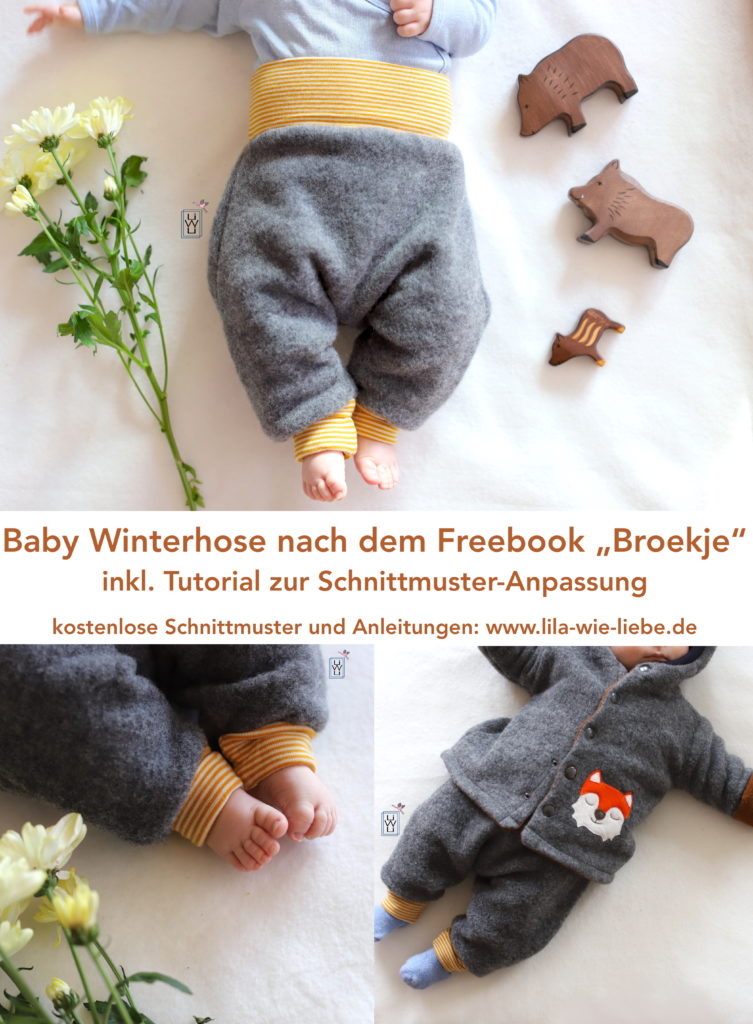 wollfleece Babyhose Winterhose baby nähen freebook kostenloses Schnittmuster