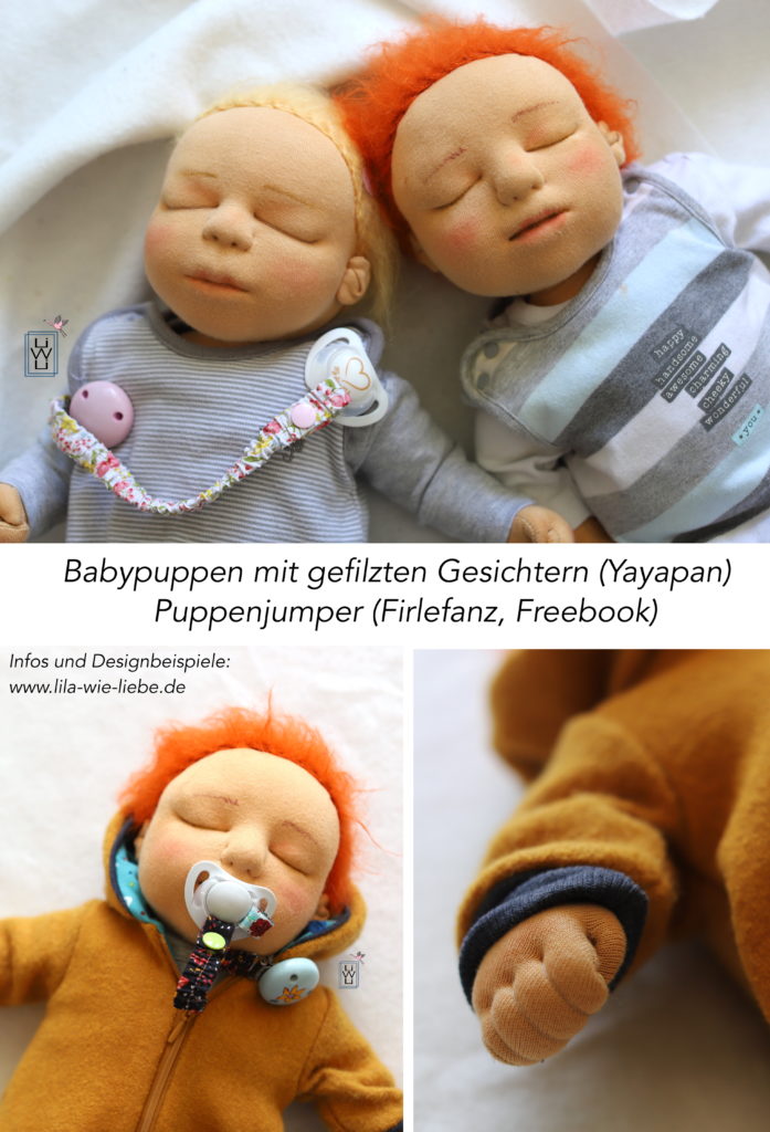 Babypuppe mit gefilztem Gesicht Stoffpuppe