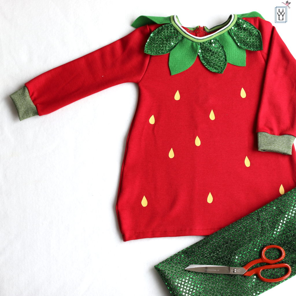 Erdbeerkostüm, selbst genähtes Kostüm, Erdbeere, Fasching, Nähen für Kinder 